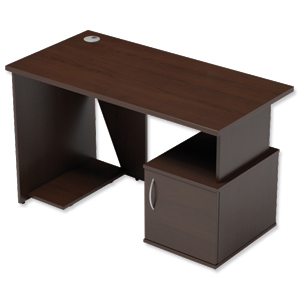 Sonix Ariel Home Work Desk with Cupboard W1200xD600xH725mm Dark Walnut Ident: 429C