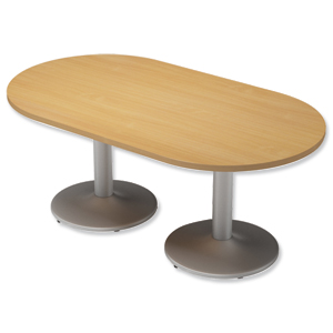 Trexus Boardroom Table D-End Pillar Leg W1800xD1000xH725mm Beech