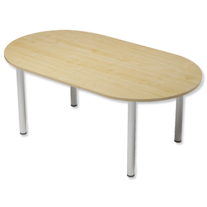 Trexus Boardroom Table D-End Post Leg W1800xD1000xH725mm Maple Ident: 452B