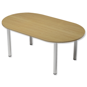 Trexus Boardroom Table D-End Post Leg W1800xD1000xH725mm Oak