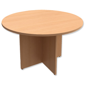 Trexus Boardroom Table Round X-Panel Legs Dia1200xH725mm Beech