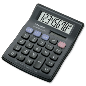 Sharp Calculator Handheld Battery Solar-power 8 Digit 3 Key Memory Ref EL310ABBK Ident: 664I