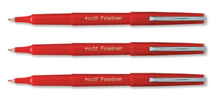 Pilot Fineliner Pen Medium 1.2mm Tip 0.4mm Line Red Ref SWPPF02 [Pack 12]