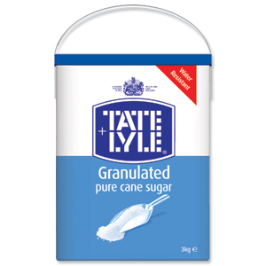 Tate & Lyle Pure Cane Sugar White Granulated Drum with Handle 3kg Ref A03917