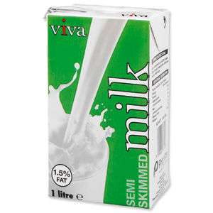 Viva Semi Skimmed Longlife Milk 1 Litre Ref A07466 [Pack 12] Ident: 616G