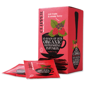Clipper Organic Red Fruits and Aronia Tea Fairtrade Caffeine-free Teabags Ref A07614 [Pack 25]