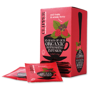 Clipper Organic Red Fruits and Aronia Tea Fairtrade Caffeine-free Teabags Ref A07614 [Pack 25] Ident: 610B