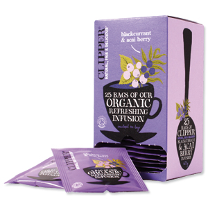 Clipper Organic Blackcurrant and Acai Berry Tea Fairtrade Caffeine-free Teabags Ref A07615 [Pack 25] Ident: 610B