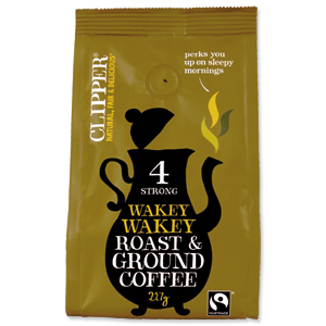 Clipper Wakey Wakey Fairtrade Ground Roasted Coffee 227g Ref A07616 Ident: 613E