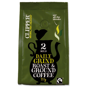 Clipper Daily Grind Fairtrade Ground Roasted Coffee 227g Ref A07617 Ident: 613E