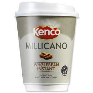 Kenco2Go Millicano Instant Whole Bean Coffee Drink in a 12oz (340ml) Cup Ref A03296 [Pack 8] Ident: 619A