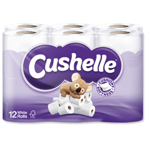 Cushelle Toilet Rolls 2-Ply White Ref VSCACTR12 [Pack 12] Ident: 603E