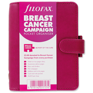 Filofax Personal Organiser for Breast Cancer Charity for Paper 81x120mm Pocket Pink Ref 026952 Ident: 303C