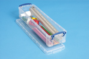 Really Useful Storage Box Plastic Lightweight Robust Stackable 1.5 Litre W100xD355xH70mm Clear Ref 1.5C Ident: 177C