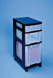 Really Useful Storage Tower Polypropylene 3 Drawers 7L 12L 25L W300xD420xH690mm Black Clear Ref DT1021B Ident: 180A