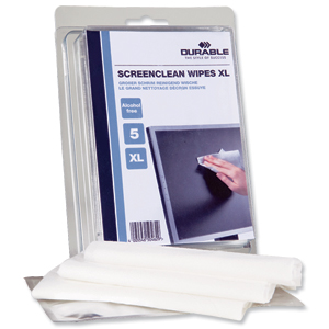Durable Screenclean Wipes Smear Free Finish Alcohol Free Individually Wrapped XL Ref 5827 [Pack 5] Ident: 762A