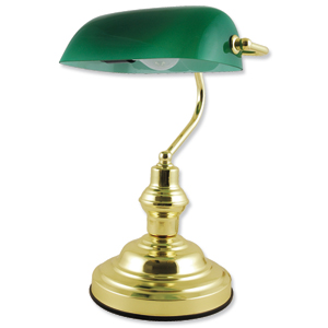 Searchlight Electric Advocate Bankers Desk Lamp 60W 15 Inch High Brass/Green Ref L959 Ident: 491H