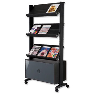 Literature Display Mobile with Three Shelves and Cupboard Black Ident: 294D