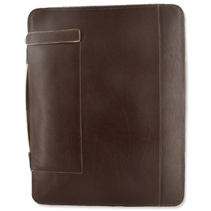 Holborn A4 Folder Zipped Leather 231x320mm Brown Ref 827343