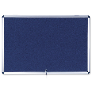 Bi-Office Fire Retardant Display Case Glazed Blue Fabric 18xA4 W1350xD50xH1200mm Ref ST390101150