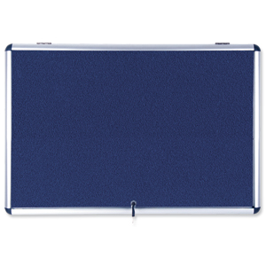 Bi-Office Fire Retardant Display Case Glazed Blue Fabric 18xA4 W1350xD50xH1200mm Ref ST390101150