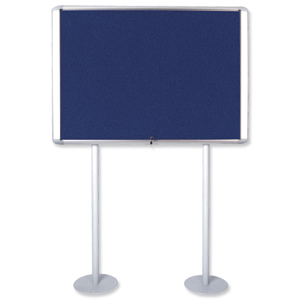 Bi-Office External Display Case Post-Mounted Blue Felt Interior 12xA4 W800xD100xH1120mm Ref OMS370207760 Ident: 277B