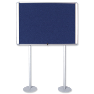Bi-Office External Display Case Post-Mounted Blue Felt Interior 18xA4 W1675xD100xH1060mm Ref OMS390207760