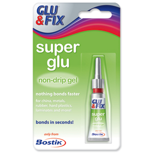 Bostik Glu & Fix Super Glu Non-drip Gel Extra Strong Fine Nozzle Tube 3g Ref 806153 [Pack 12]