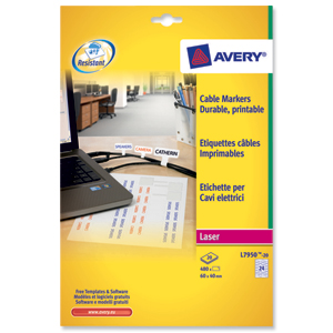 Avery Cable Marker Labels Laser Folding 60-45x40mm Ref L7950-20 [480 Labels] Ident: 141A