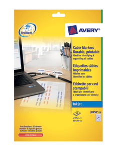 Avery Cable Marker Labels Inkjet Folding 60-45x40mm Ref J8950-10 [240 Labels] Ident: 141A