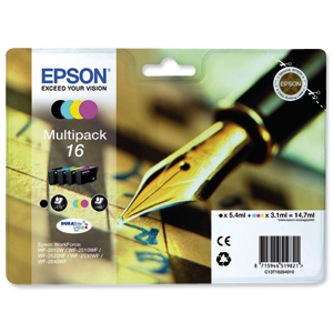 Epson 16 Inkjet Cartridge Pen & Crossword Multipack Black/Cyan/Magenta/Yellow Ref T16264010 [Pack 4] Ident: 697A