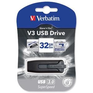 Verbatim V3 USB 3.0 Drive Black 32GB Ref 49180 Ident: 776B