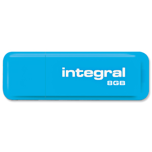 Integral Neon Flash Drive USB 2.0 8GB Blue Ref INFD8GBNEONB Ident: 777A
