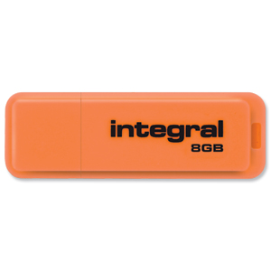 Integral Neon Flash Drive USB 2.0 8GB Orange Ref INFD8GBNEONOR