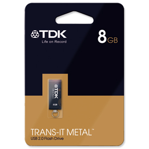 TDK Trans-it Metal Flash Drive 8GB USB 2.0 Black Ref t78659 Ident: 779E