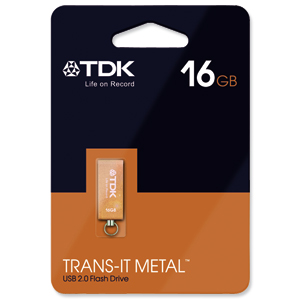 TDK Trans-it Metal Flash Drive 16GB USB 2.0 Orange Ref t78660 Ident: 779E