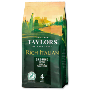 Taylors of Harrogate Rich Italian Coffee Roast & Ground Dark Roast 227g Ref 3676 Ident: 613C