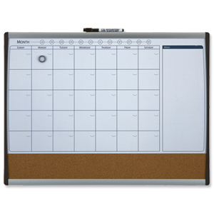 Quartet Calendar Combination Board Magnetic Drywipe and Cork Arched Frame W585xH430mm Ref 1903813 Ident: 269C