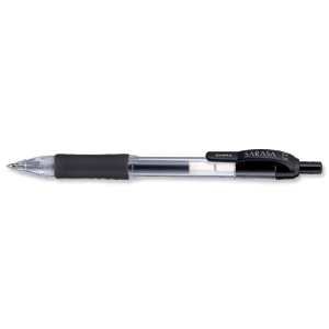 Zebra Sarasa Retractable Rollerball Gel Ink Pen Fine Black Ref 46710 [Pack 12] Ident: 69C