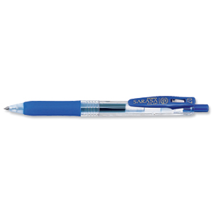 Zebra Sarasa Rollerball Gel Ink Pen With Clip Medium Blue Ref 14322 [Pack 12] Ident: 70D