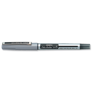 Zebra DX5 Rollerball Liquid Ink Pen Fine Needle Point Black Ref 16071 [Pack 10]