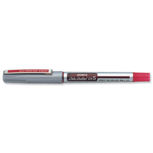 Zebra DX5 Rollerball Liquid Ink Pen Fine Needle Point Red Ref 16073 [Pack 10]