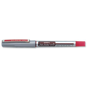 Zebra DX5 Rollerball Liquid Ink Pen Fine Needle Point Red Ref 16073 [Pack 10] Ident: 73D