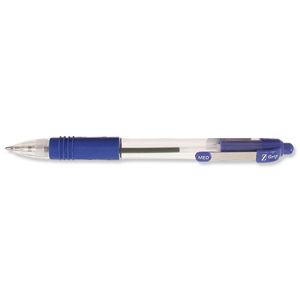 Zebra Z-Grip Retractable Ball Pen Metal Clip Medium Blue Ref 22220 [Pack 12]