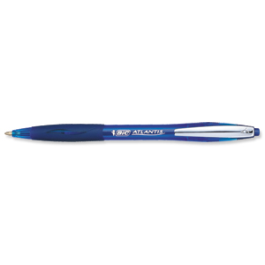 Bic Atlantis Premium Ball Pen Retractable Rubber Grip 1.0mm Blue Ref 902132 [Pack 12] Ident: 78A