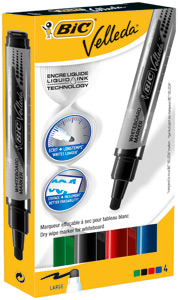 Bic Velleda Whiteboard Marker Liquid Ink Assorted 902099 [Pack 4] Ident: 96A