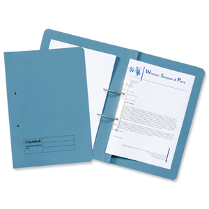Guildhall Transfer Spring File 420gsm Pocket Foolscap Blue Ref 211/6000Z [Pack 25] Ident: 200F