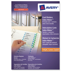 Avery Indexmaker Dividers L7455-5M A4 Plus 5 Part Extra Wide White Ref 01998051 Ident: 238A