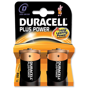 Duracell Plus Power Battery Alkaline 1.5V D Ref 81275443 [Pack 2] Ident: 648A