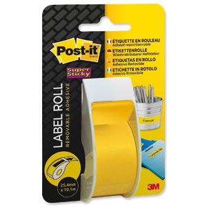 Post-it Super Sticky Removable Label Roll 10m Yellow Ref 2650YEU Ident: 64G